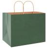 Eco-Friendly Green Paper Bags with Handles - 50 pcs