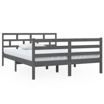 Grey Solid Pine Bed Frame 140x190 cm - Modern & Stylish