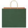 Eco-Friendly Green Paper Bags with Handles - 50 pcs