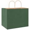 Eco-Friendly Green Paper Bags with Handles - 50 pcs