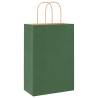 Eco-Friendly Green Paper Bags with Handles - 250 pcs