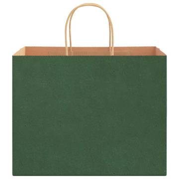 Eco-Friendly Green Paper Bags with Handles - 250 pcs