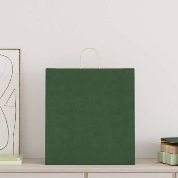 Eco-Friendly Green Paper Bags with Handles - 250 pcs