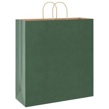 Eco-Friendly Green Paper Bags with Handles - 250 pcs