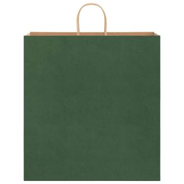 Eco-Friendly Green Paper Bags with Handles - 250 pcs