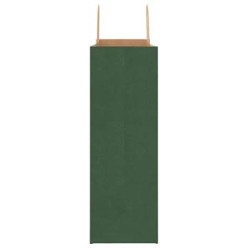 Eco-Friendly Green Paper Bags with Handles - 250 pcs