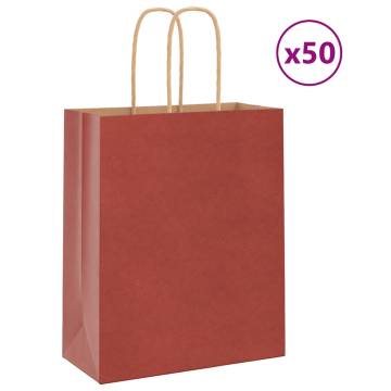 Buy Red Paper Bags with Handles - 50 pcs | HipoMarket UK