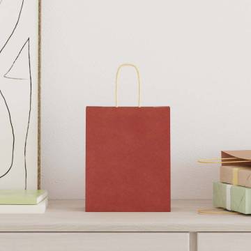 Buy Red Paper Bags with Handles - 50 pcs | HipoMarket UK