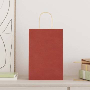 50 Red Paper Bags with Handles | Sustainable & Durable