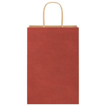 50 Red Paper Bags with Handles | Sustainable & Durable