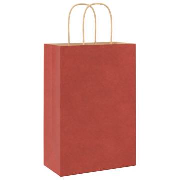 50 Red Paper Bags with Handles | Sustainable & Durable