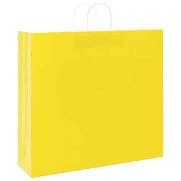 Durable Yellow Paper Bags with Handles - 50 pcs | Hipomarket