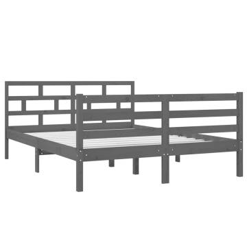 Grey Solid Pine Bed Frame 140x190 cm - Modern & Stylish