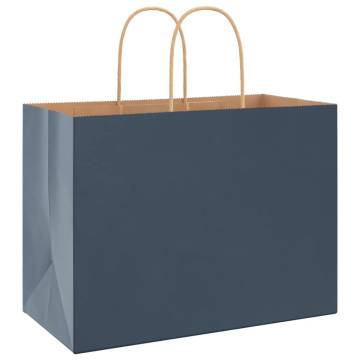 Blue Paper Bags with Handles - 50 pcs | Eco-Friendly Packaging