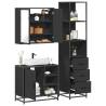  3 Piece Bathroom Furniture Set Black Engineered Wood Colour black Number of 1 