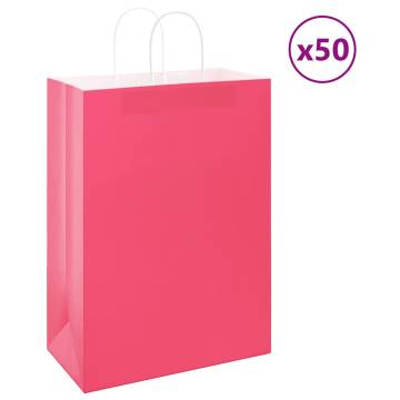 Paper Bags 50 pcs with Handles - Pink 32x17x44 cm