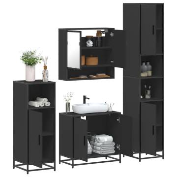 4 Piece Bathroom Furniture Set - Black Engineered Wood