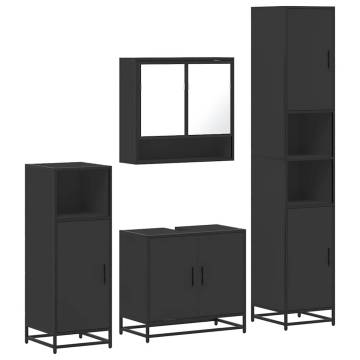 4 Piece Bathroom Furniture Set - Black Engineered Wood