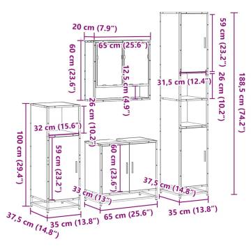 4 Piece Bathroom Furniture Set - Black Engineered Wood