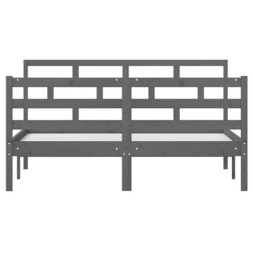 Grey Solid Pine Bed Frame 140x190 cm - Modern & Stylish