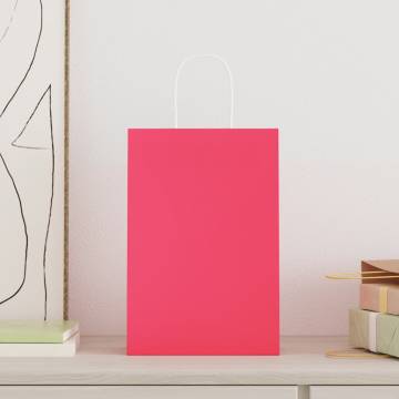 Paper Bags with Handles Pink - 50 Pcs | Sustainable Packaging