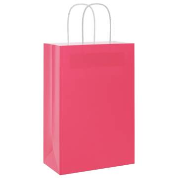 Paper Bags with Handles Pink - 50 Pcs | Sustainable Packaging