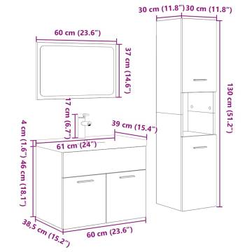 4-Piece Sonoma Oak Bathroom Furniture Set - Durable & Stylish