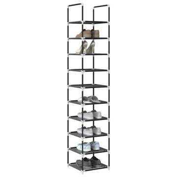 10-Tier Black Shoe Rack - Organize Your Shoes Effortlessly