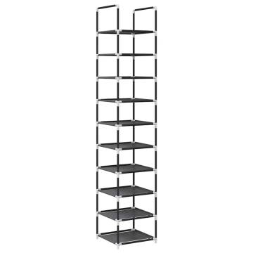 10-Tier Black Shoe Rack - Organize Your Shoes Effortlessly