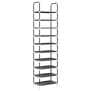 Shoe Rack 10-Tier Black - Space-Saving Storage Solution