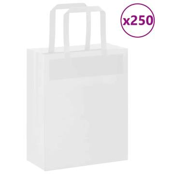 250 White Paper Bags with Handles - Eco-Friendly Packaging