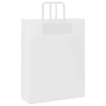 Eco-Friendly White Paper Bags with Handles - 250 pcs