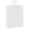 Eco-Friendly White Paper Bags with Handles - 250 pcs