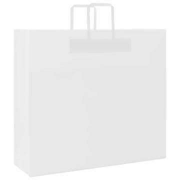 White Paper Bags with Handles - 250 Pcs | Eco-Friendly & Durable