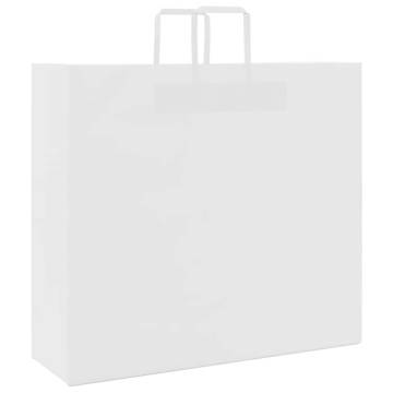 White Paper Bags with Handles - 250 Pcs | Eco-Friendly & Durable