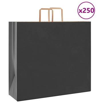 250 Pcs Black Paper Bags with Handles - Durable & Eco-Friendly