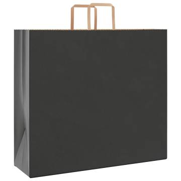 250 Pcs Black Paper Bags with Handles - Durable & Eco-Friendly