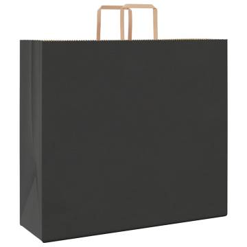 250 Pcs Black Paper Bags with Handles - Durable & Eco-Friendly