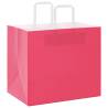 50 Pink Paper Bags with Handles | Durable & Recyclable