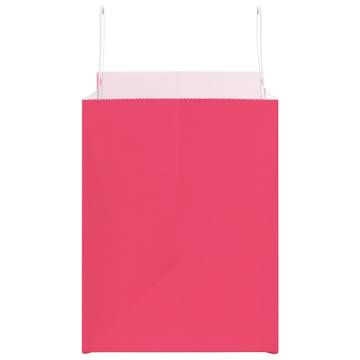 50 Pink Paper Bags with Handles | Durable & Recyclable