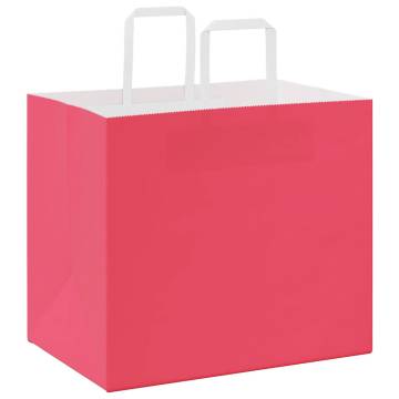 50 Pink Paper Bags with Handles | Durable & Recyclable