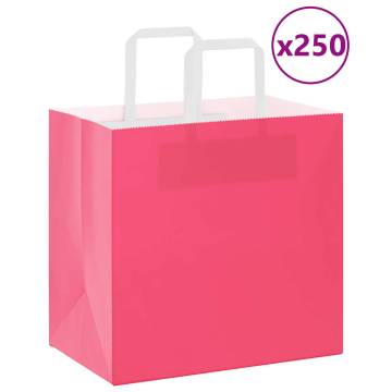 Eco-Friendly Pink Paper Bags with Handles - 250 pcs | Hipomarket