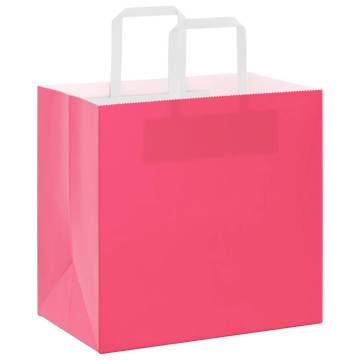 Eco-Friendly Pink Paper Bags with Handles - 250 pcs | Hipomarket