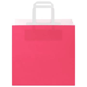 Eco-Friendly Pink Paper Bags with Handles - 250 pcs | Hipomarket