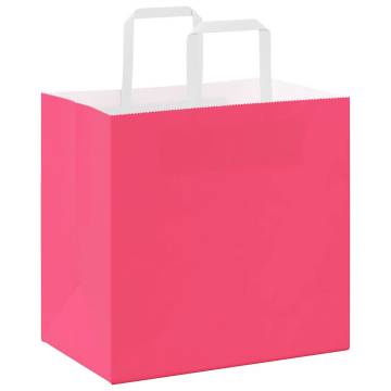 Eco-Friendly Pink Paper Bags with Handles - 250 pcs | Hipomarket