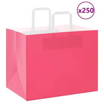 250 Pink Paper Bags with Handles - Eco-Friendly & Durable