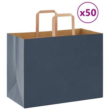 Blue Paper Bags with Handles - 50 pcs | Sustainable & Durable