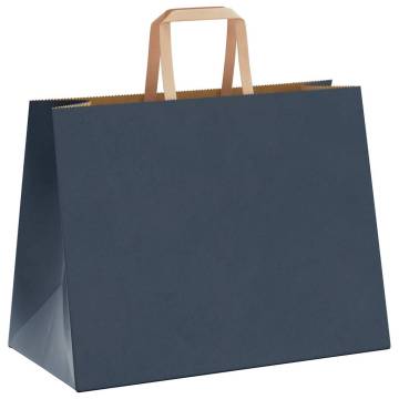 Blue Paper Bags with Handles - 50 pcs | Sustainable & Durable