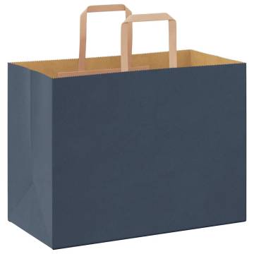 Blue Paper Bags with Handles - 50 pcs | Sustainable & Durable