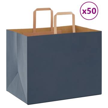 Blue Paper Bags with Handles - 50 pcs | Sustainable & Stylish